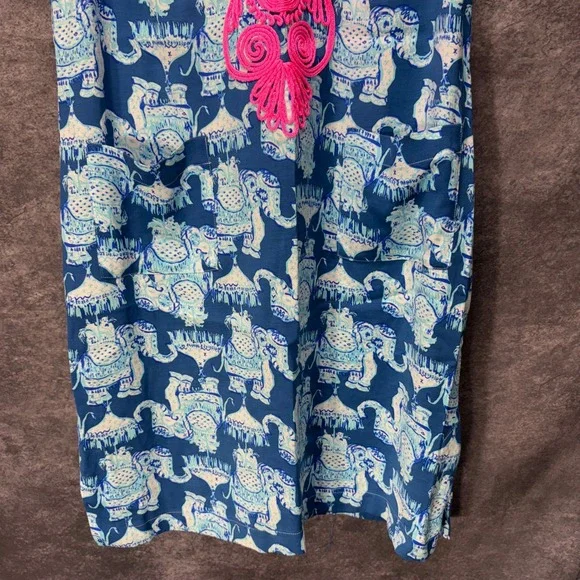 Lilly Pulitzer Carlotta Shift Dress Size 2 Joy Ride Elephant Print Embroidered - Picture 3 of 13
